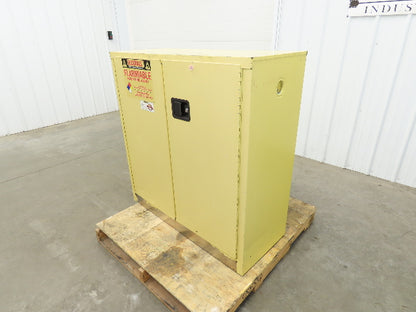 Securall A140 Yellow Flammable Safety Cabinet Dual Door 40 Gallon Liquid