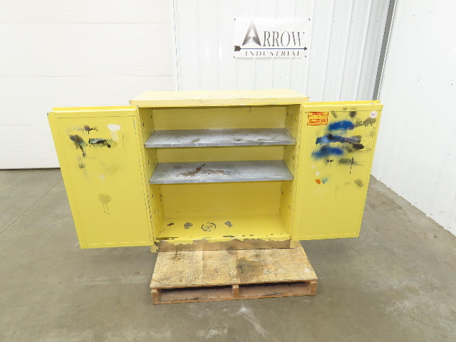 Securall A140 Yellow Flammable Safety Cabinet Dual Door 40 Gallon Liquid
