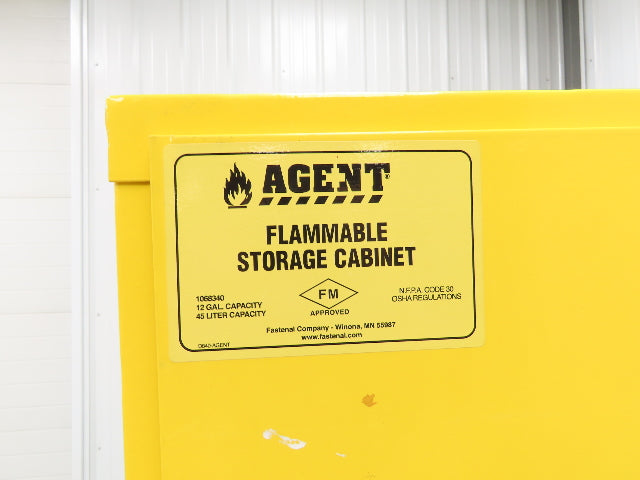 Agent 1068340 Flammable Safety Cabinet 12 Gallon Liquid Yellow 1 Shelf