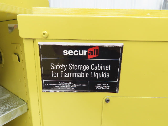 Securall A102 Yellow Flammable Cabinet 4 Gallon Capacity Sure-Grip