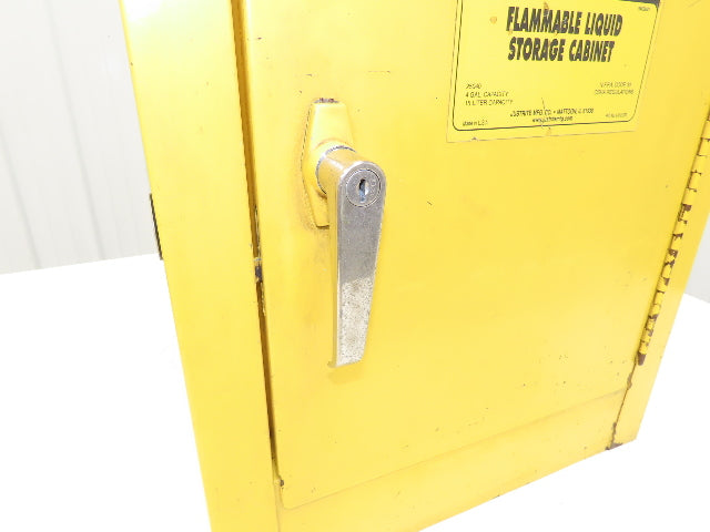 Justrite 25040 Yellow Flammable Cabinet 4 Gallon Capacity Single Shelf