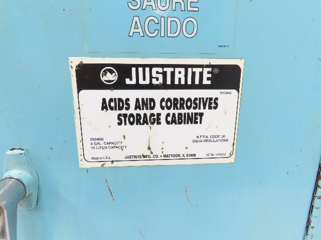 Justrite 25042B Acid Corrosives Flammable Safety Cabinet 4 gal/15 lt Shelf