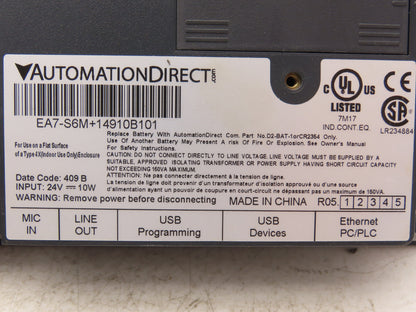 Automation Direct EA7-S6M 14910B101 HMI Touch Screen Control Panel 24V READ