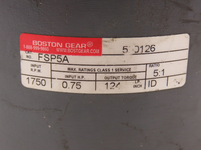 Boston FSP5A Inline Planetary Gearbox 5:1 Reducer .75Hp 1750rpm Input 350rpm Out
