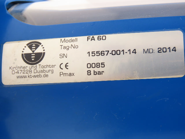 Kirchner & Tochter FA 60 Flow Meter 8 Bar 9-1/2" x 2-1/8" Sight Glass m3/h