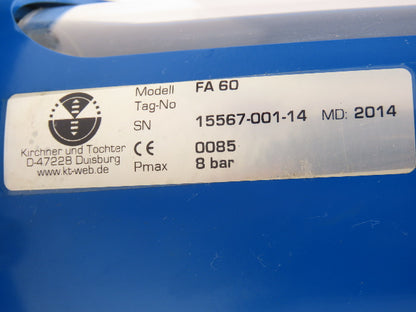 Kirchner & Tochter FA 60 Flow Meter 8 Bar 9-1/2" x 2-1/8" Sight Glass m3/h