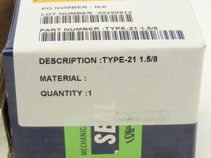 Fluidmec Type-21 1.5/8 Mechanical Seal 1-5/8" Ceramic O-Ring  Lot of 3