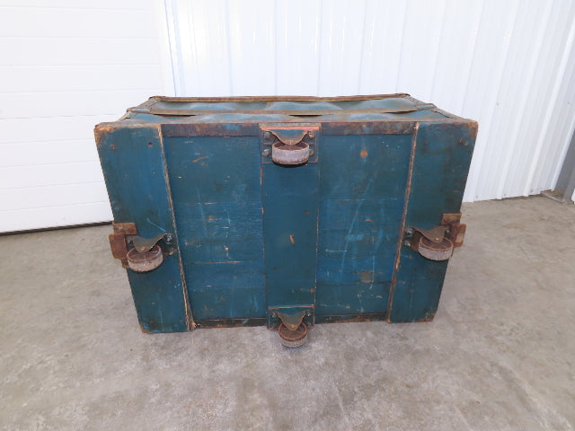 Vintage Tobacco Rolling Cart Factory Bin Steampunk Basket Storage Sutliff Blue