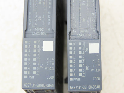 Siemens 6ES7 131-6BH00-0BA0 SIMATIC ET200SP Digital Input DI 16x 24VDC Lot of 2