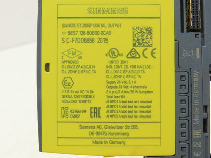 Siemens 6ES7 136-6DB00-0CA0 SIMATIC ET200SP Digital Output F-DQ 4X24 V DC/2A