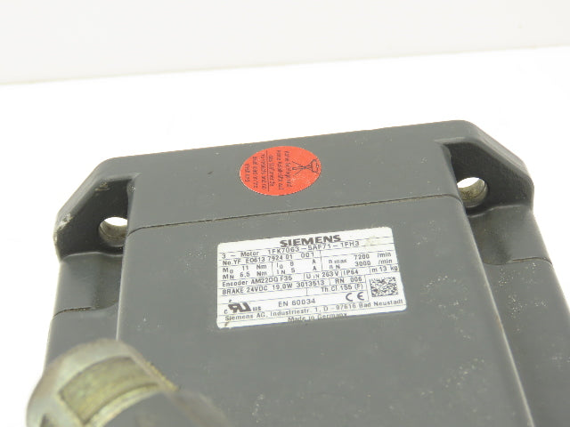 Siemens 1FK7063-5AF71-1FH3 AC Servo Motor 263V 11Nm 7200rpm 3Ph Brake RJ45 Port