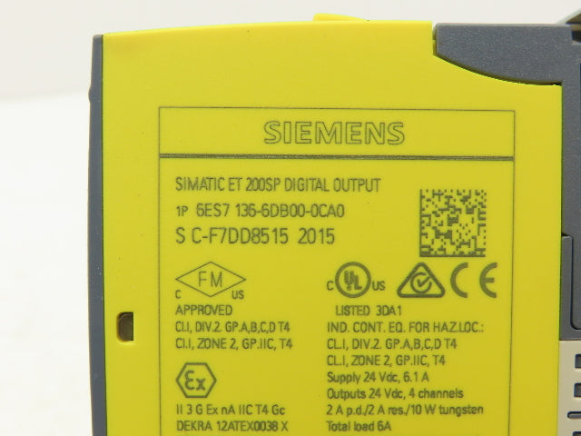 Siemens 6ES7 136-6DB00-0CA0 SIMATIC ET200SP F-DQ 4X24 V Digital Output DC/2A