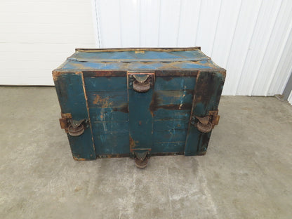 Vintage Tobacco Rolling Cart Factory Bin Steampunk Basket Storage Sutliff Blue