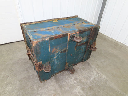 Vintage Tobacco Rolling Cart Factory Bin Steampunk Basket Storage Sutliff Blue