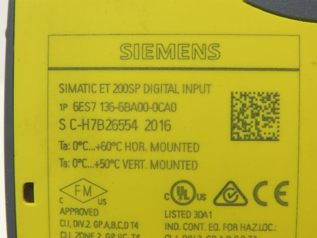 Siemens 6ES7 136-6BA00-0CA0 SIMATIC ET200SP F-DI 8x HF Digital Input