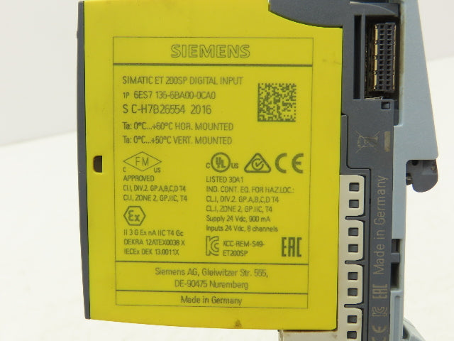Siemens 6ES7 136-6BA00-0CA0 SIMATIC ET200SP F-DI 8x HF Digital Input