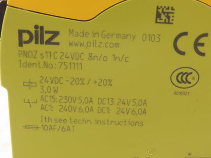 Pilz PNOZ s11C Safety Relay PNOZSIGMA Series 24VDC Spring Cage 8 N.O. & 1 N.C.