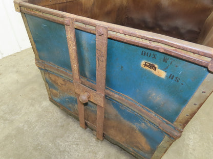Vintage Sutliff Tobacco Rolling Cart Factory Bin Steampunk Basket Storage Blue