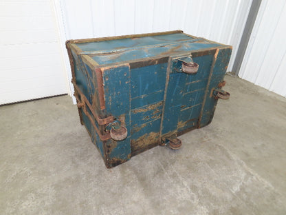 Vintage Sutliff Tobacco Rolling Cart Factory Bin Steampunk Basket Storage Blue