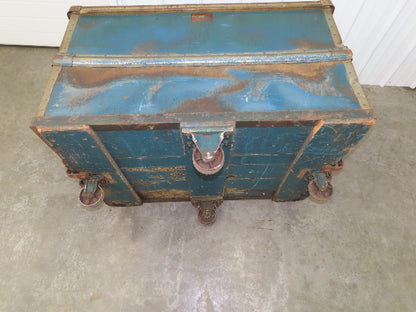 Vintage Sutliff Tobacco Rolling Cart Factory Bin Steampunk Basket Storage Blue
