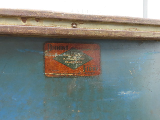 Vintage Sutliff Tobacco Rolling Cart Factory Bin Steampunk Basket Storage Blue