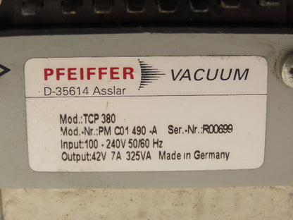 Pfeiffer TCP 380 Vacuum Pump Controller 240VAC Input 42V Output PM C01 490-A