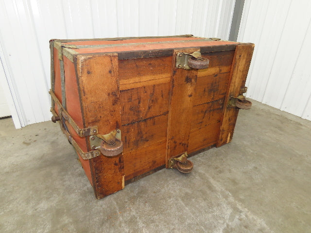 Vintage Tobacco Rolling Cart Factory Bin Steampunk Basket Storage Sutliff Red
