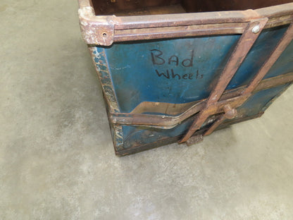 Vintage Sutliff Tobacco Rolling Cart Factory Bin Steampunk Basket Storage Blue