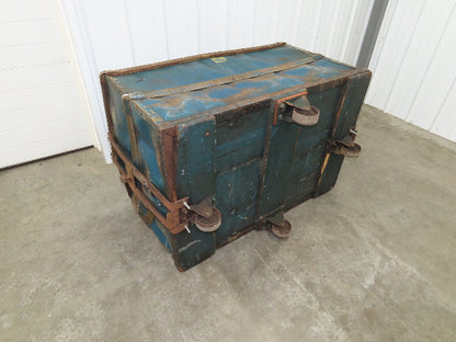 Vintage Sutliff Tobacco Rolling Cart Factory Bin Steampunk Basket Storage Blue