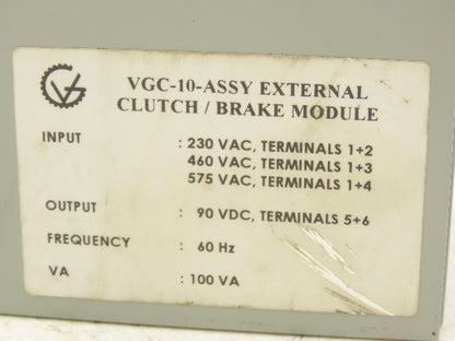 VDG VGC-10-ASSY Clutch Brake Module Transformer 100VA HV 230/460/575VAC LV 90VDC