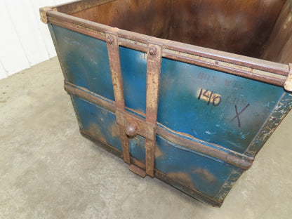 Vintage Sutliff Tobacco Rolling Cart Factory Bin Steampunk Basket Storage Blue