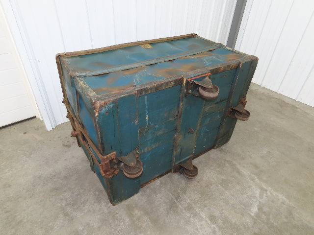 Vintage Sutliff Tobacco Rolling Cart Factory Bin Steampunk Basket Storage Blue