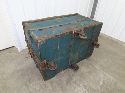 Vintage Sutliff Tobacco Rolling Cart Factory Bin Steampunk Basket Storage Blue