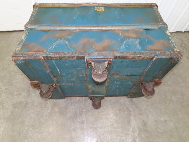 Vintage Sutliff Tobacco Rolling Cart Factory Bin Steampunk Basket Storage Blue