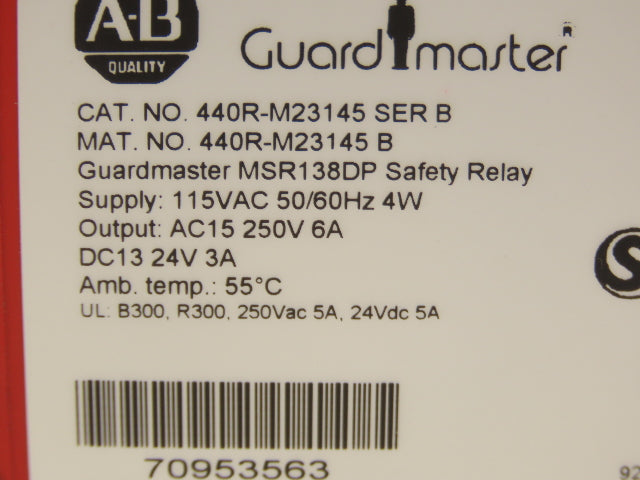 Allen Bradley 440R-M23145 GuardMaster Safety Relay 115VAC In 250VAC 24vDC Out