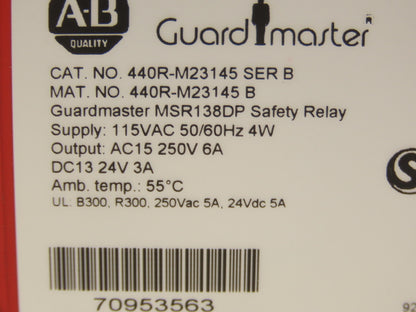 Allen Bradley 440R-M23145 GuardMaster Safety Relay 115VAC In 250VAC 24vDC Out