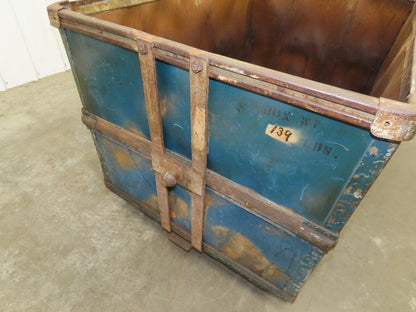 Vintage Tobacco Rolling Cart Factory Bin Steampunk Basket Storage Blue Sutliff