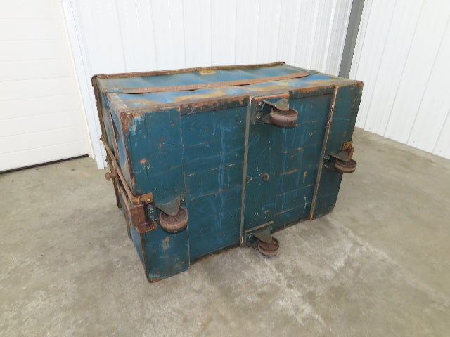 Vintage Tobacco Rolling Cart Factory Bin Steampunk Basket Storage Blue Sutliff