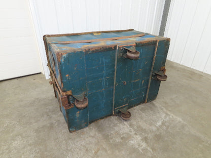Vintage Tobacco Rolling Cart Factory Bin Steampunk Basket Storage Blue Sutliff