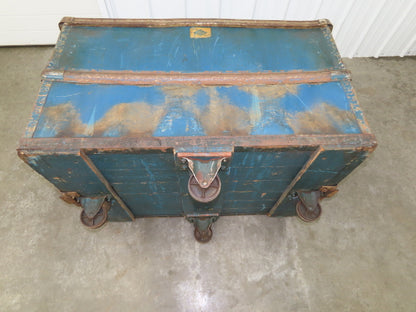 Vintage Tobacco Rolling Cart Factory Bin Steampunk Basket Storage Blue Sutliff