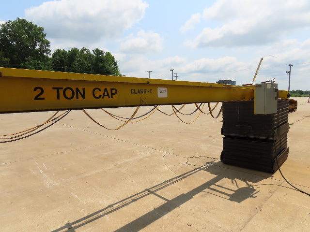 Harrington 2 Ton Top Running Bridge Crane 26' Span 2 Speed Hoist 12' Lift