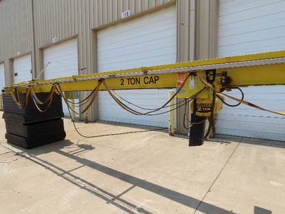 Harrington 2 Ton Top Running Bridge Crane 26' Span 2 Speed Hoist 12' Lift