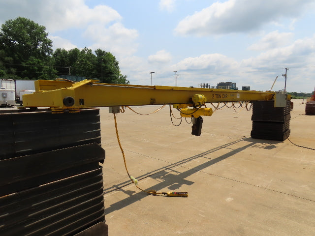 Harrington 2 Ton Top Running Bridge Crane 26' Span 2 Speed Hoist 12' Lift