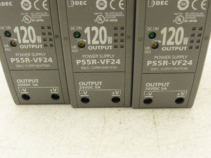 IDEC PS5R-VF24 120 Watt Power Supply 100-240VAC Input 24VDC 5A Output Lot of 3