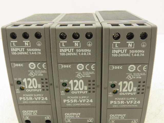 IDEC PS5R-VF24 120 Watt Power Supply 100-240VAC Input 24VDC 5A Output Lot of 3