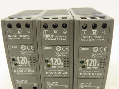 IDEC PS5R-VF24 120 Watt Power Supply 100-240VAC Input 24VDC 5A Output Lot of 3