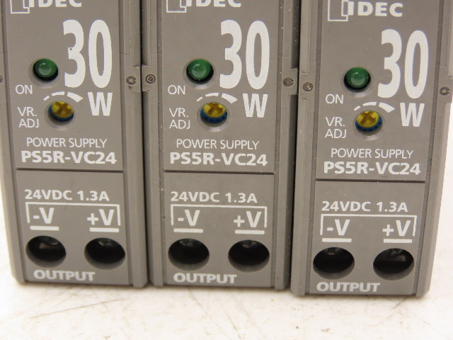 IDEC PS5R-VC24 30 Watt Power Supply 100-240VAC Input 24VDC 1.3A Output Lot of 3