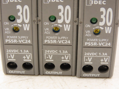 IDEC PS5R-VC24 30 Watt Power Supply 100-240VAC Input 24VDC 1.3A Output Lot of 3