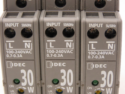 IDEC PS5R-VC24 30 Watt Power Supply 100-240VAC Input 24VDC 1.3A Output Lot of 3