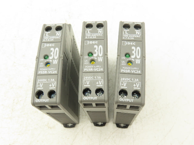IDEC PS5R-VC24 30 Watt Power Supply 100-240VAC Input 24VDC 1.3A Output Lot of 3